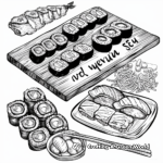 Detailed Sushi Menu Coloring Pages for Adults 3