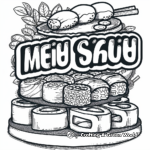 Detailed Sushi Menu Coloring Pages for Adults 4