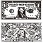 Detailed Two Dollar Bill Coloring Pages for Adults 3