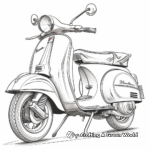 Detailed Vintage Scooter Coloring Pages for Adults 2