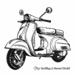 Detailed Vintage Scooter Coloring Pages for Adults 3