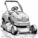 Detailed Walk-Behind Lawn Mower Coloring Pages for Adults 3