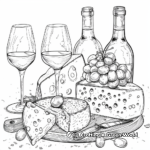 Detailed Wine and Cheese Coloring Pages for Adults 1