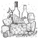 Detailed Wine and Cheese Coloring Pages for Adults 2