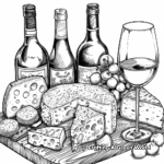 Detailed Wine and Cheese Coloring Pages for Adults 3