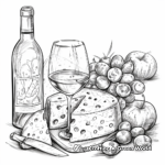 Detailed Wine and Cheese Coloring Pages for Adults 4