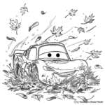 Disney Cars and Fall Leaves Coloring Pages 2
