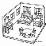 Doll House Furniture Coloring Pages: Bed, Table, Chairs 4