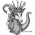 Donning a Crown: Royal Capricorn Coloring Pages 2