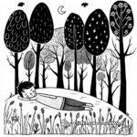 Dreaming of a Magical Forest Coloring Pages 1