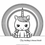 Dreamy Kawaii Unicorn with Rainbow Coloring Pages 1