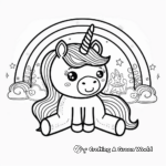 Dreamy Kawaii Unicorn with Rainbow Coloring Pages 3