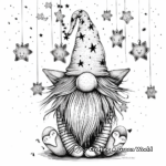 Dreamy Valentine Gnome Under the Stars Coloring Pages 3