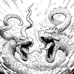 Dynamic Hydra Dragon in Combat Coloring Pages 4