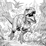 Dynamic T-Rex Battle Scene Coloring Pages 2