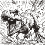 Dynamic T-Rex Battle Scene Coloring Pages 3