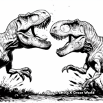 Dynamic T-Rex Battle Scene Coloring Pages 4