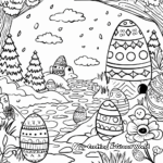 Escena de la Caza del Huevo de Pascua Páginas para colorear 3