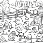 Escena de la Caza del Huevo de Pascua Páginas para colorear 4