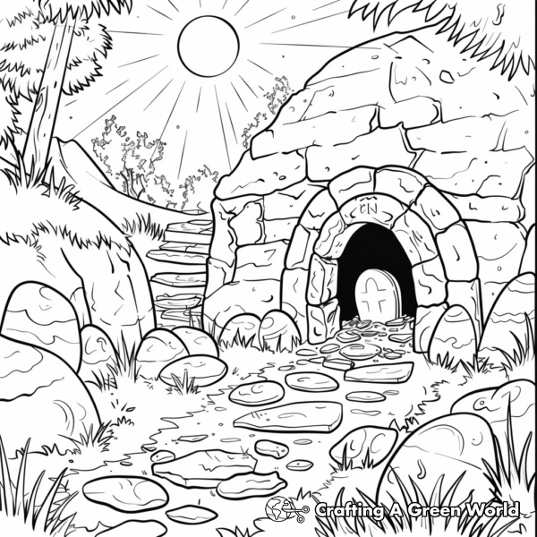 Easter Theme Empty Tomb Coloring Pages 1