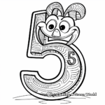 Educational Math Themed Number 5 Coloring Pages 1