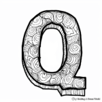 Educational Phonics: Letter Q and Words Coloring Pages 4