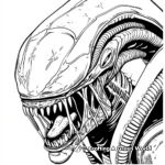 Eerie Space Background with Xenomorph Coloring Pages 1