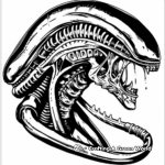 Eerie Space Background with Xenomorph Coloring Pages 4