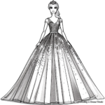 Elegant Evening Gown Barbie Coloring Pages 2