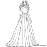 Elegant Evening Gown Barbie Coloring Pages 3
