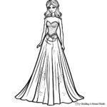 Elegant Evening Gown Barbie Coloring Pages 4