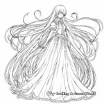 Elegant Long-Haired Anime Princess Coloring Pages 2
