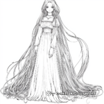 Elegant Long-Haired Anime Princess Coloring Pages 3