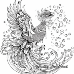 Elegant Water Phoenix Coloring Pages 3