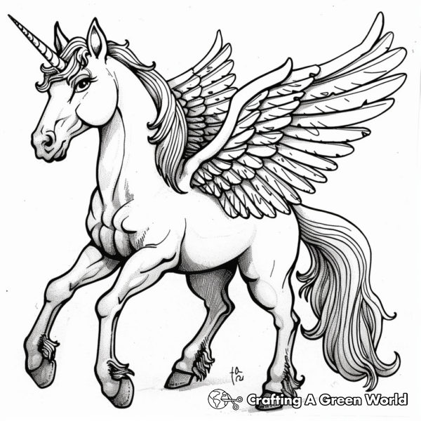 Elegant White Pegasus Coloring Pages 1
