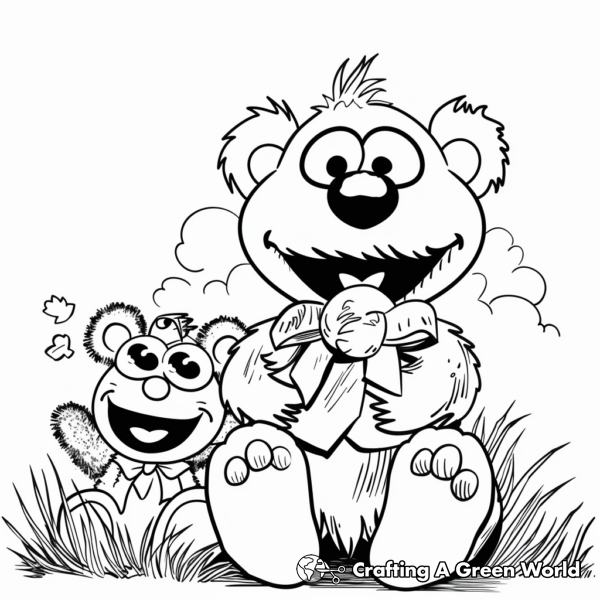 Elmo and his Teddy Bear: Coloring Pages 1