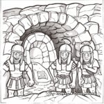 Empty Tomb with Roman Soldiers Coloring Pages 2