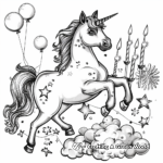 Enchanted Flying Unicorn Birthday Coloring Pages 4