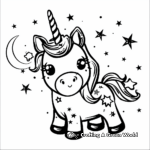 Enchanted Kawaii Unicorn and Stars Coloring Pages 3