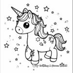 Enchanted Kawaii Unicorn and Stars Coloring Pages 4