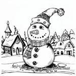 Enchanted Snowy Village with Frosty Coloring Pages 2