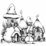 Enchanted Snowy Village with Frosty Coloring Pages 3