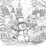 Enchanted Snowy Village with Frosty Coloring Pages 4