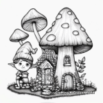 Enchanting Elf Mushroom House Coloring Pages 1