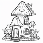 Enchanting Elf Mushroom House Coloring Pages 2