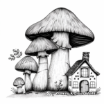 Enchanting Elf Mushroom House Coloring Pages 3