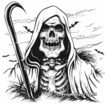 Enchanting Grim Reaper Skull Coloring Pages 1