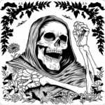 Enchanting Grim Reaper Skull Coloring Pages 2
