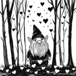 Enchanting Valentine Gnome in the Forest Coloring Pages 1