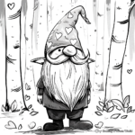 Enchanting Valentine Gnome in the Forest Coloring Pages 2